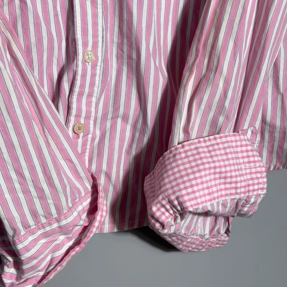 Hollister Button Down Shirt Womens Size Medium Striped Pink Preppy Academia Twee - Picture 3 of 9